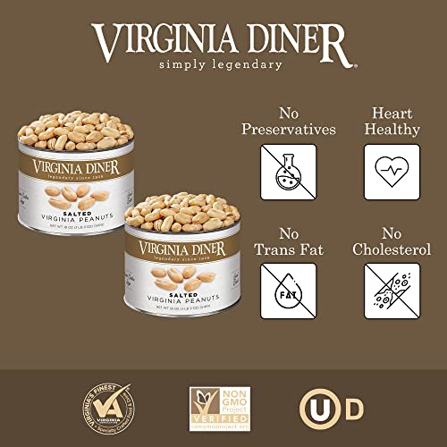 Virginia Diner Salted Virginia Peanuts - XL Gourmet Peanuts Non-GMO, Preservative Free Gifts from Virginia Since 1929-18 Oz Can