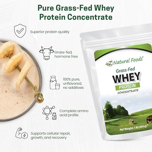 Z Natural Foods Grass-Fed Whey Protein Concentrate - Cold Processed, 1 lb