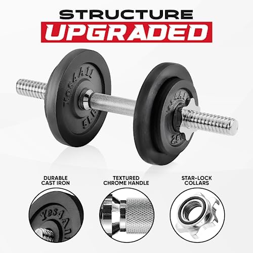 Yes4All Adjustable Dumbbell Set with Weight Plates/Connector - Exercise & Workout Equipment - Size Options 40lbs to 200lbs