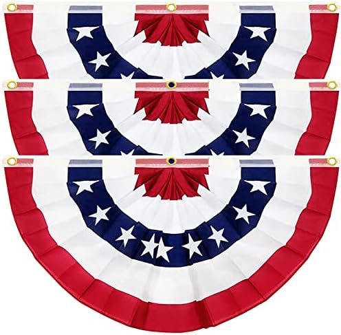 3 Pack USA 250th Anniversary American Pleated Fan Flag 4th of July Decorations
