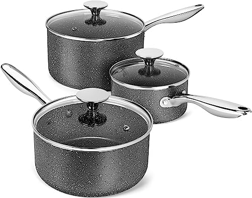 MICHELANGELO 2 Quart Saucepan with Lid, Nonstick Sauce Pan with Healthy Coating, Granite Sauce Pan with Stainless Steel Handle