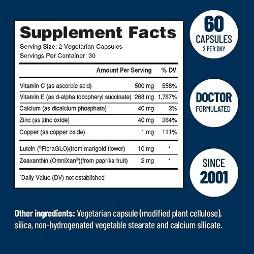 VisiVite Doctor Formulated AREDS 2 Select Eye Vitamins, 60 Capsules | Macular Support Formula