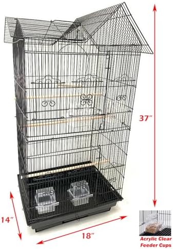 38-Inch Double Roof Top Large Flight Bird Cage with Toys Climbing Ladder Side Nesting Box Doors for Cockatiels Sun Parakeets Conures Aviary Budgie Finch Lovebird Canary Pet Bird Travel Cage