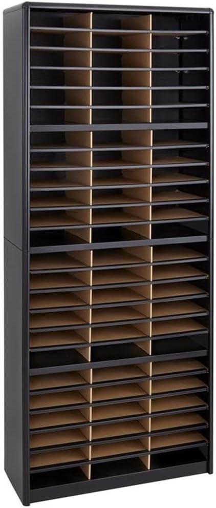 Scranton & Co Filing Cabinet, 72 Compartments, Black Finish, 75" Height, Contemporary Style Organizer for Home or Office Storage