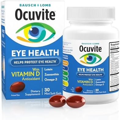 Ocuvite 50+ Eye Vitamin & Mineral Supplement, Multivitamin for Vision & Ocular Health with Omega-3, Zinc, Vitamins C & E, Lutein & Zeaxanthin, Zinc Supplements for Women and Men, 50 Softgels