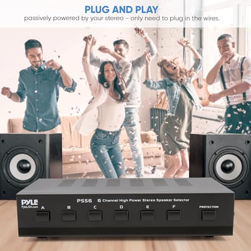 PYLE PSS6 Home 6-Channel High Power Stereo Speaker Selector, Black