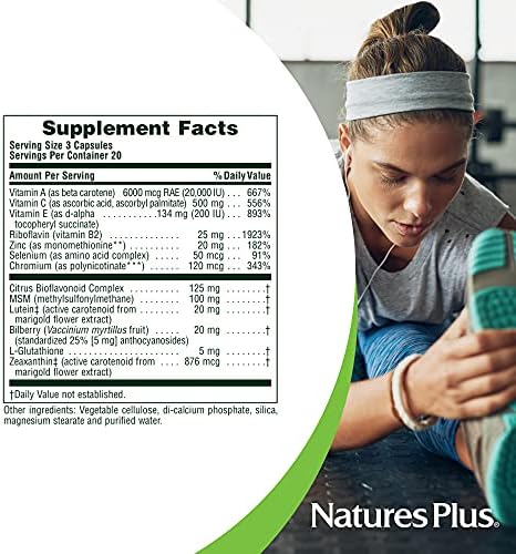 NaturesPlus Lutein Rx-Eye - 60 Capsules - Eye Function Support Supplement with Zeaxanthin & Antioxidants - Gluten Free - 20 Servings