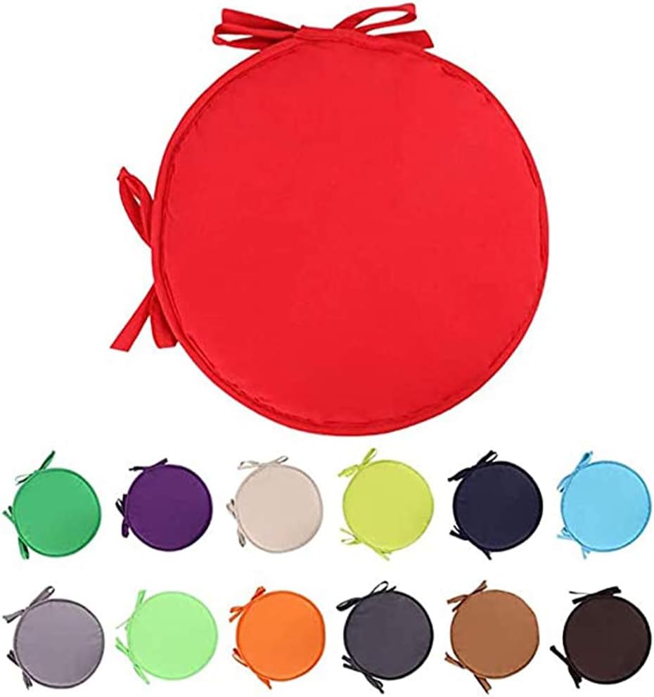 Indoor/Outdoor Chair Pads Round Seat Cushions Garden Patio Home Cushions - Diameter 38cm (2pcs,Red)