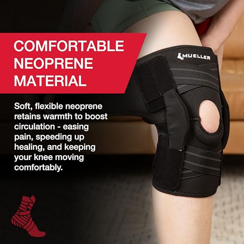 MUELLER Sports Medicine Self Adjusting Hinged Knee Brace for Men and Women, Knee Stabilizer for Compression and Pain Relief Support, Ideal for Arthritis, Sprains, Black, One Size