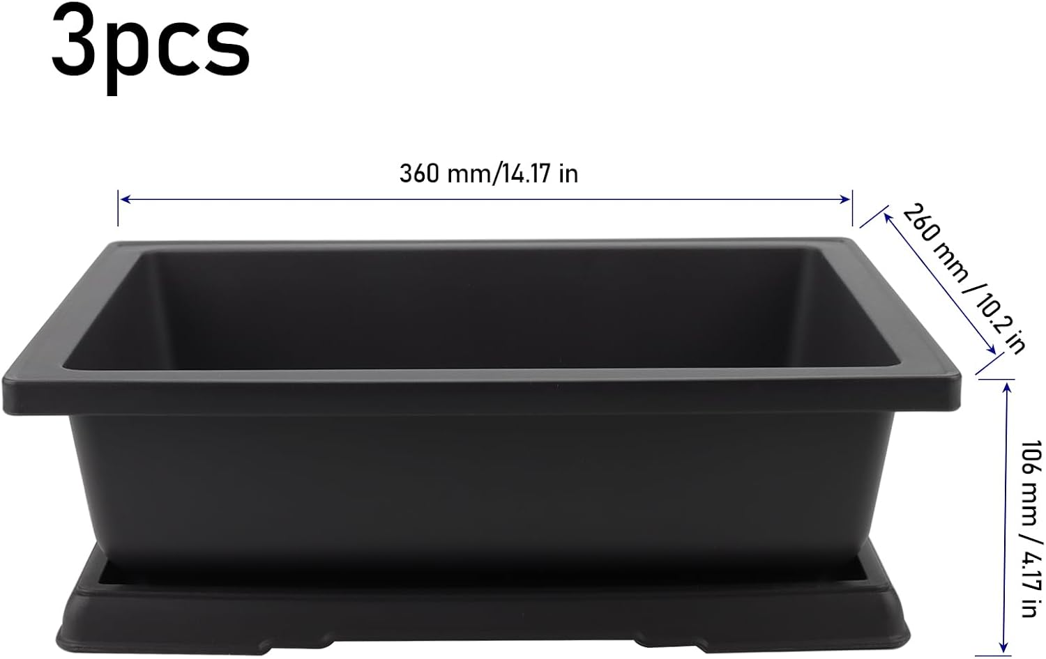 KINJOEK 25 PCS 6.5 Inch Plastic Bonsai Training Pots, Rectangular Plant Bonsai Tree Pot