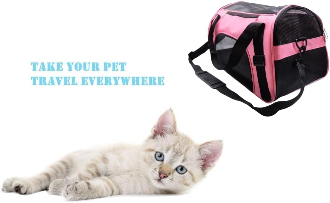 ZaneSun Cat Carrier,Soft-Sided Pet Travel Carrier for Cats,Dogs Puppy Comfort Portable Foldable Pet Bag Airline Approved (Small Blue)