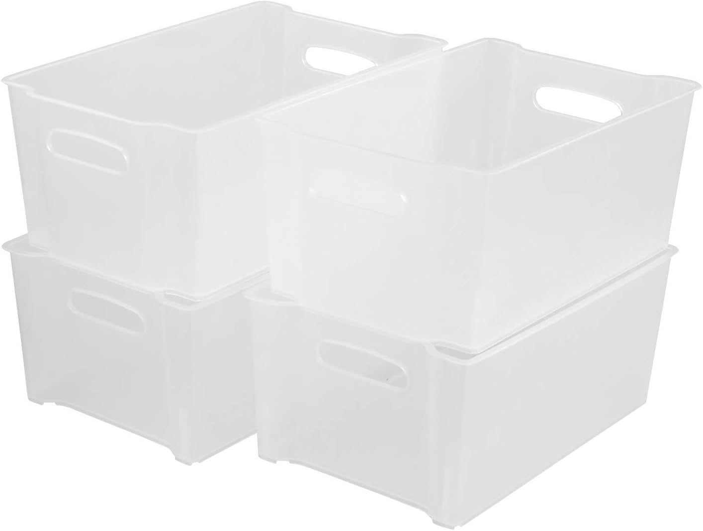 Tyminin Plastic Stackable Fridge Storage Basket Freezer Bin, 4 Packs