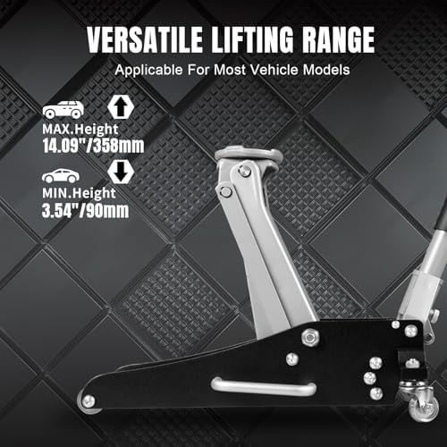 Torin TAM815016L Hydraulic Low Profile Aluminum and Steel Racing Floor Jack with Dual Piston Quick Lift Pump, 1.5 Ton (3,000 lb) Capacity, Black