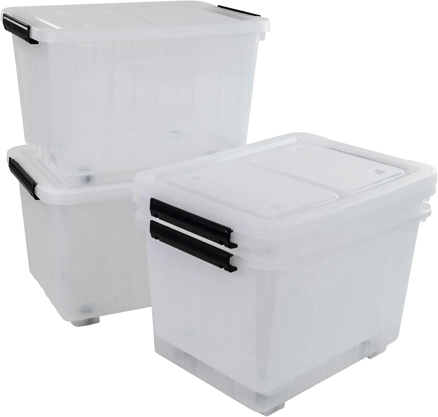 30L Plastic Storage Bin with Lid, Stackable Clear Container