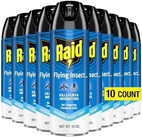 Raid Flying Insect Killer Mosquito and Fly Control No Lingering Chemical Odor Outdoor Fresh Scent 15 Ounce (Pack of 2)