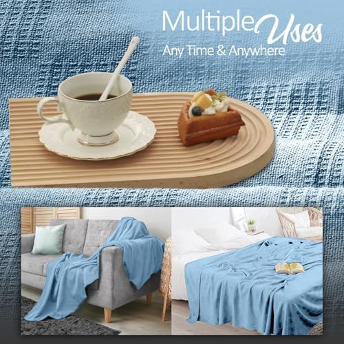 Oakias 100% Cotton Blanket Queen Size, White 90 x 90 Inches – 350 GSM Soft