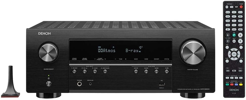 Denon AVR-S960H 8K Ultra HD 7.2 Channel (90Watt X 7) AV Receiver, Black