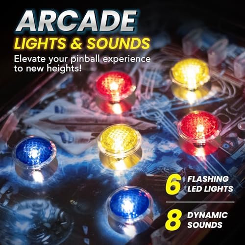 New Era Pinball Game Black – Interactive Tabletop or Floor Arcade Pinball Machine for Kids & Adults – LED Scoring, Lights & Sounds