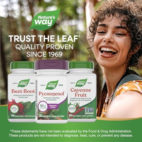 Nature's Way Pycnogenol Tablets, 50 mg per Serving, Vegan, 30 ct | Premium Blend, Promotes Healthy Circulation*, Antioxidant Support*