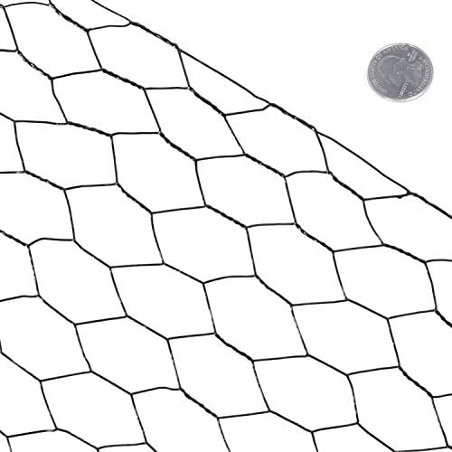 Fencer Wire 20 Gauge Black Vinyl Coated Poultry Hex Netting with 1 inch Mesh (6 ft. x 150 ft.)