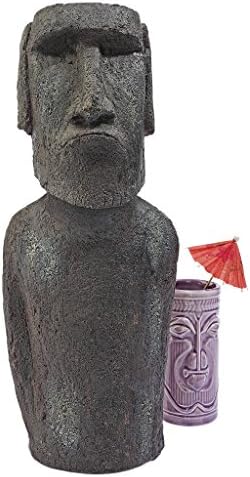 Design Toscano Easter Island Ahu Akivi Moai Monolith Garden Statue, Extra Large, 32 Inch, Cast Stone Resin, Grey Stone