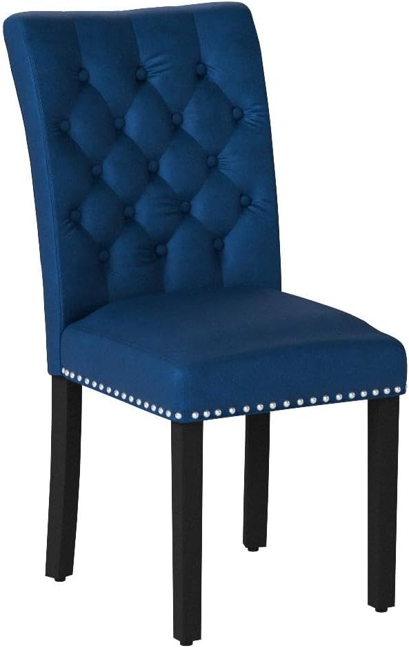 adochr Velvet Dining Chairs Set of 2, Parsons Kitchen Chair, Blue
