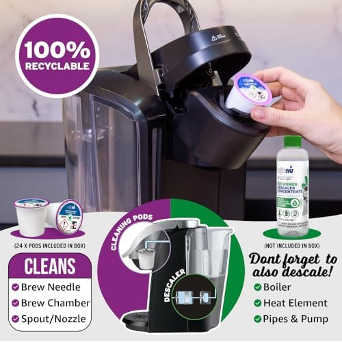 Caffenu Keurig Compatible Cleaning Rinse Pods, 8-Pod Cleaner Kit