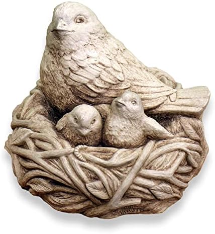 Carruth Studio, Full Nest Garden Statue Figurine, Original Sculpture Handcrafted in Stone, Artisan Made