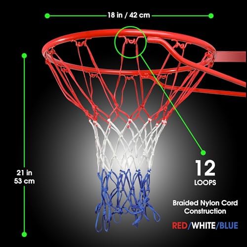 Cannon Sports Heavy Duty Basketball Net Replacement - 21 Inches - 12 Loop Standard Size - Weather Resistant for Indoor/Outdoor Courts - Fits All Standard Rims