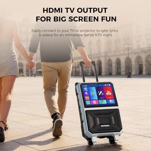 Karaoke Machine with Lyrics Display Screen for Adults, 15" Tablet | Bluetooth Speaker with 2 Rechargeable UHF Mics, 1000W Peak Power, DJ Lights, Portable Karaoke System for Any Occasion