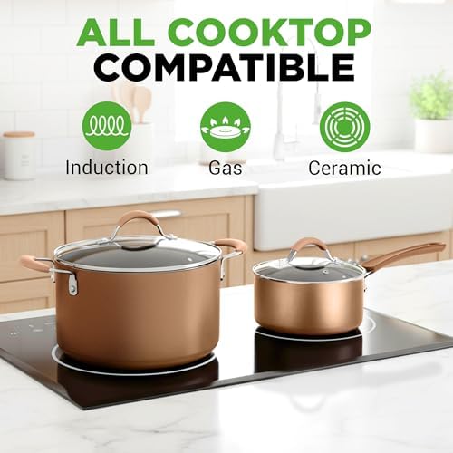 NutriChef 20-Piece Pots and Pans Set Non Stick – Induction Cookware Set, PFAS-Free Nonstick Cookware for All Cooktops