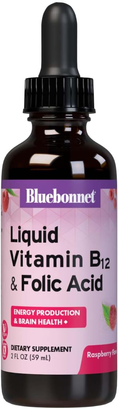 BlueBonnet Nutrition Liquid Vitamin B12 & Folic Acid, 2 fl oz | for Energy Boost; Vegan, Gluten-Free, Soy-Free, Dairy-Free