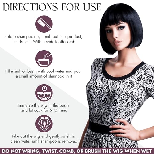 Non Static Shampoo for Synthetic & Human Hair Wigs, Hairpieces - 8 Fl Oz
