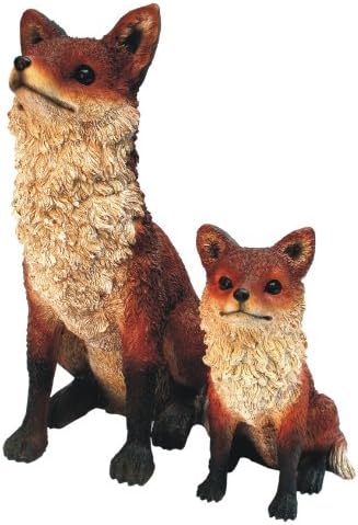 Fox L Red/White Statue by Michael Carr Designs - Outdoor Fox Figurine for gardens, patios and lawns (508007A) , Gray , Large
