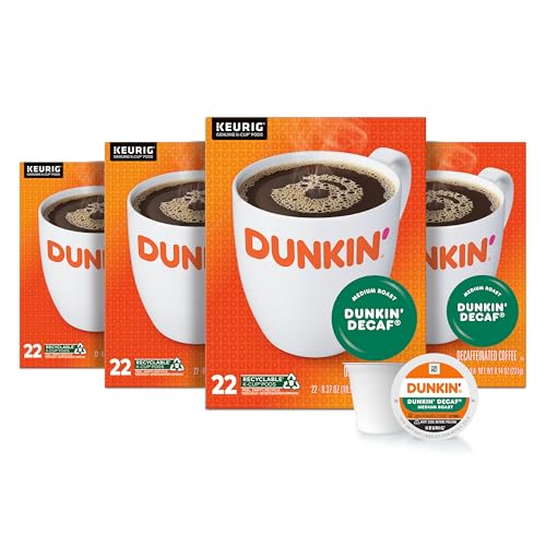 Dunkin’ Decaf Medium Roast Coffee, Keurig K-Cup Pods, 60 Count