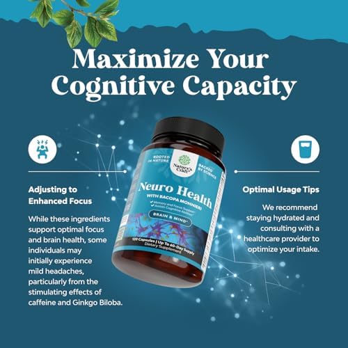 Nootropic Brain Supplement for Memory and Focus Support - Vitamins for Mental Support & Clarity with Bacopa Monnieri, VIT A, B6, Riboflavin, Niacin, Thiamin & Folate - Cognitive Complex - 60 Count