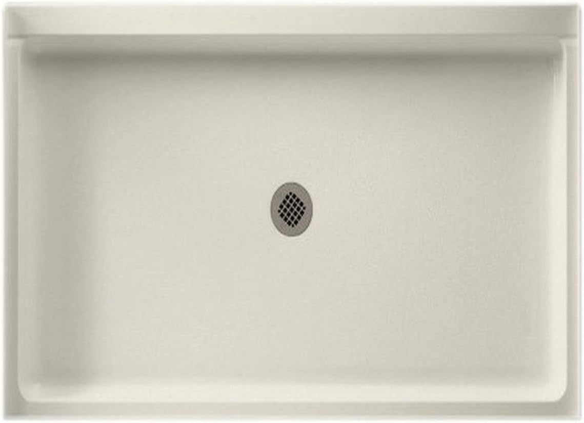 Swan SF03454MD.011 54-in L x 34-in W x 5.5-in H Solid Surface Shower Base, Tahiti White