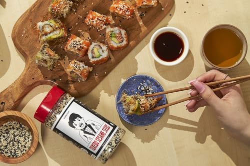 Bakers Club 8.5oz Mixed Black and White Sesame Seeds - Tuxedo blend for Sushi, Tuna, Stir Fry, Bread, Poke Bowls - Kosher, Gluten Free