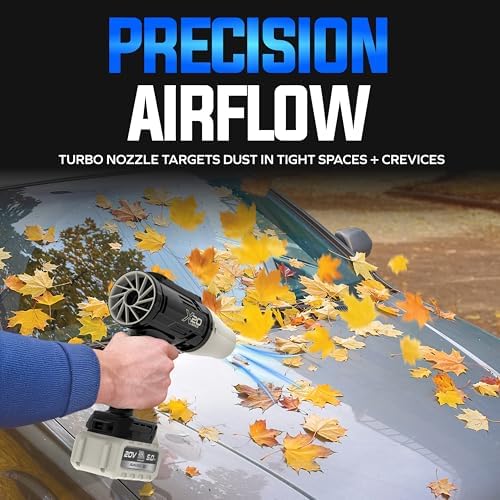 Sun Joe 20V ECOSHARP X20 StormJet Cordless Turbo Blower, 40 CFM Handheld Leaf and Dust Blower with 5.0Ah Battery and Charger, Blue, GO-SRMJET-5A-BLU