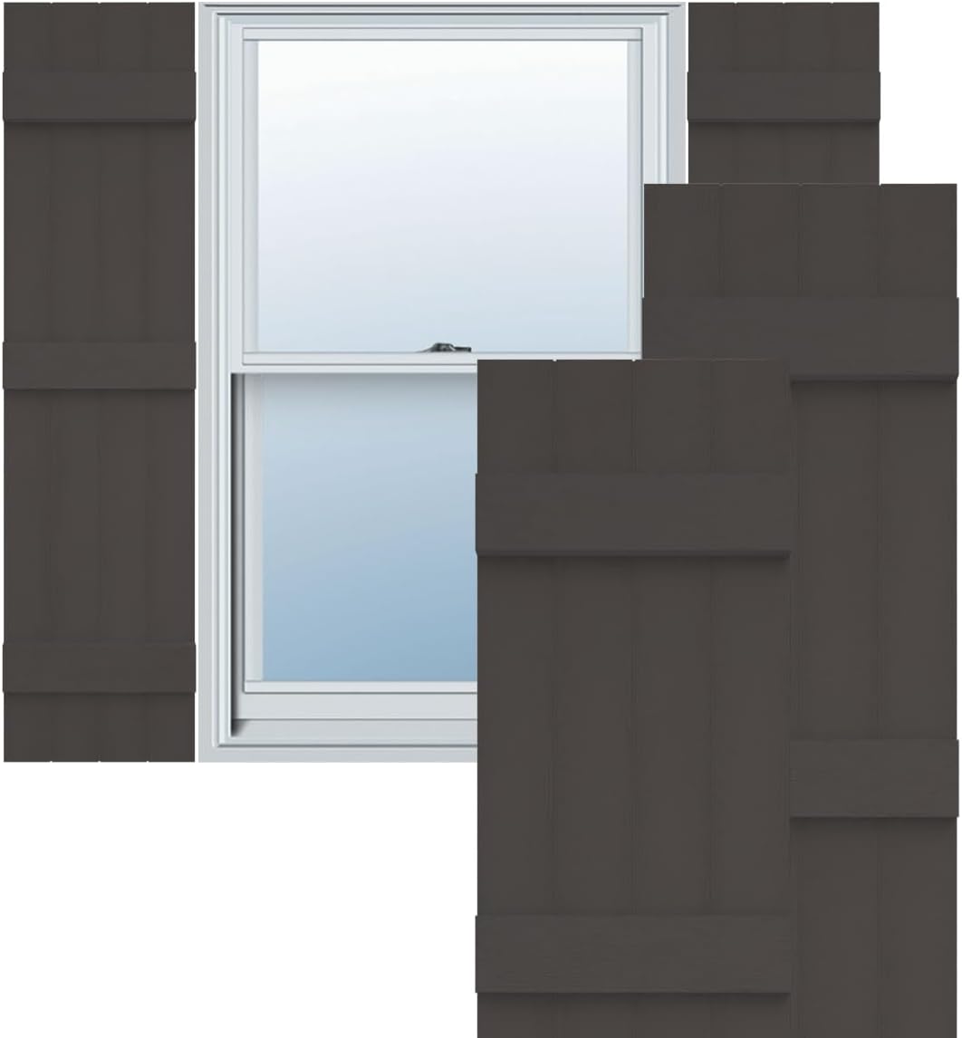 14"W x 59"H Lifetime Vinyl, Standard Four Board Joined, Board-n-Batten Shutters, w/Installation Shutter-Lok's & Matching Screws (Per Pair), Forest Green