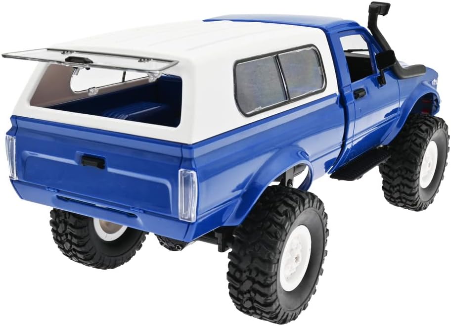 RC Rock Crawler WPL C24 RTR 1/16 Pickup Trucks Blue with LED Lights 2.4Ghz 4x4 Off-Road RC Semi Trucks All Terrain Car