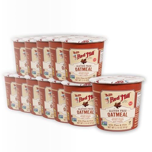 Bob's Red Mill GF Oatmeal Cup, Maple & Brown Sugar, 2.15 Ounce Cup (Pack of 12) - Non GMO, Whole Grain, Kosher