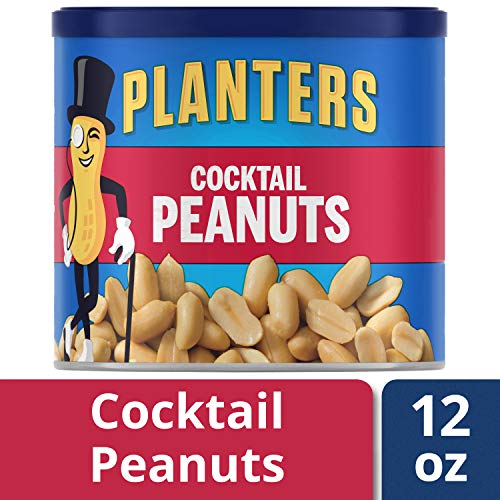 PLANTERS Salted Peanuts, Plant Based Protein Snacks, 12 Oz (1 Ct) | Roasted Salted Nuts. Resealable Canister. Snacks for Adults. Party Mix, Party Snacks