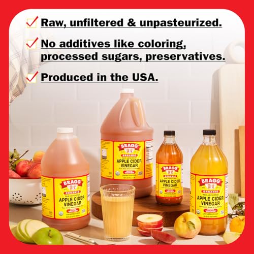 Bragg Organic Apple Cider Vinegar, Raw, Unfiltered, With The Mother, 128 oz