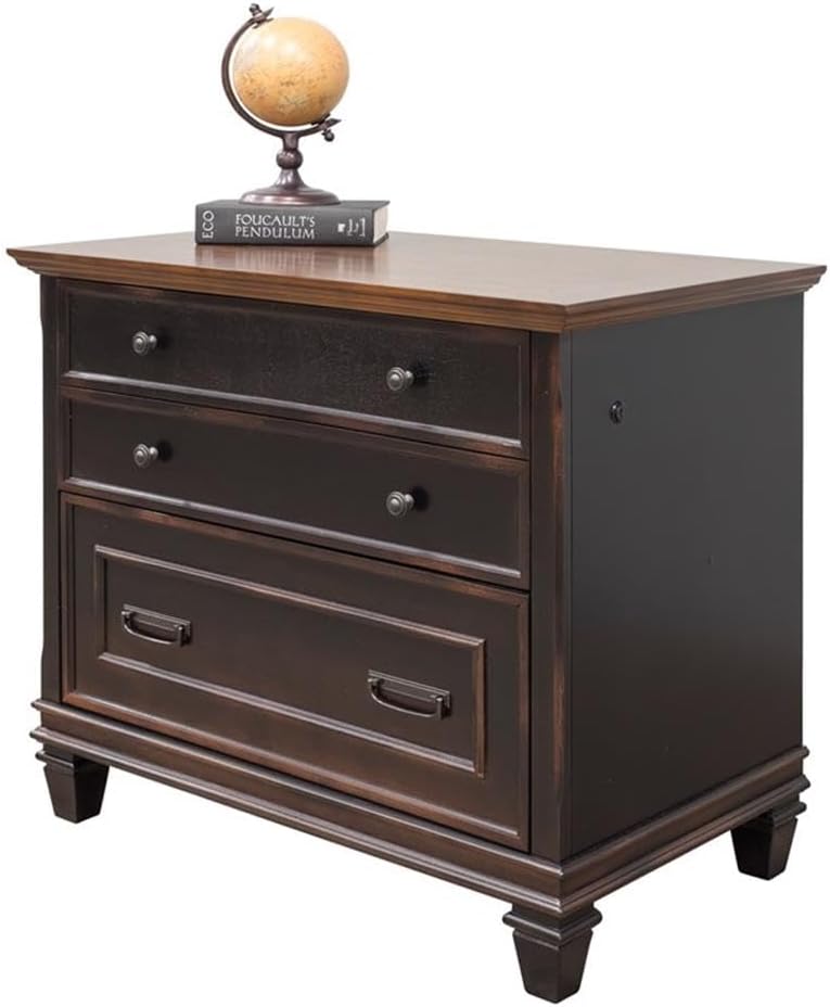Hartford Wood Lateral File With Locking Legal/Letter File Drawer Black