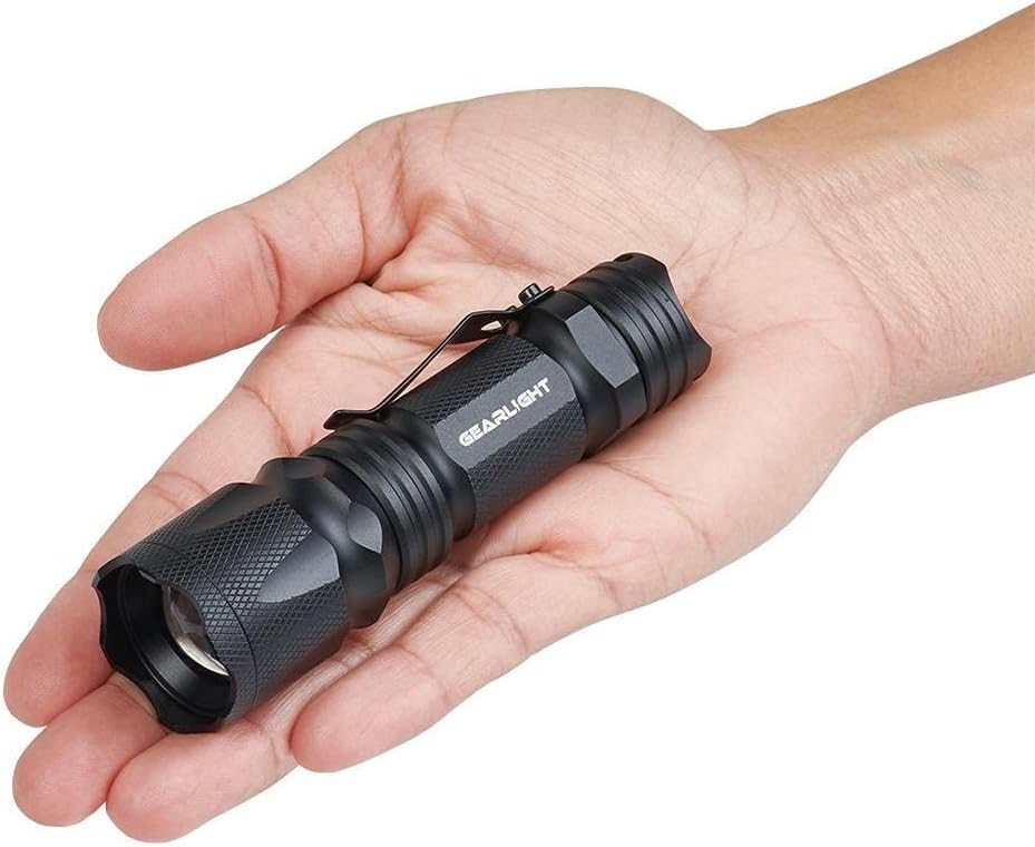 GearLight M3 Mini LED Flashlight - 2 Bright, Small Tactical Flashlights with High Lumens and Pocket Clip for Camping