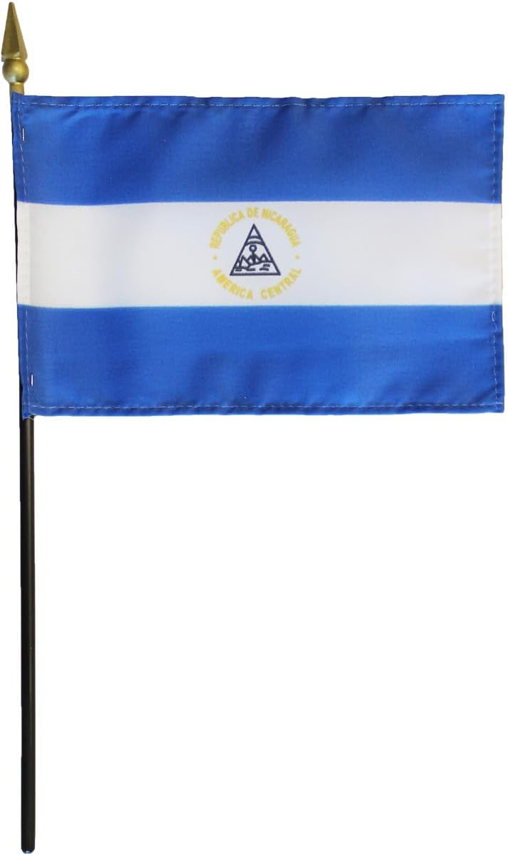 Nicaragua - 4 in x 6 in World Stick Flag