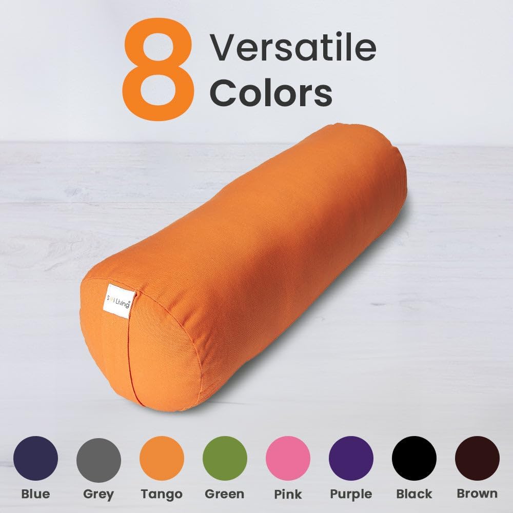 Sol Living Yoga Bolster Pillow for Restorative Yoga, 100% Cotton Meditation Cushion