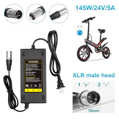 29V 5A for 24V 5A 3-Pin Male XLR Connector Battery Charger for Lakematic, Pride Mobility, Jazzy Power Chair, Drive Medical, Golden Technologies