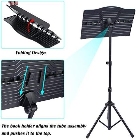 Klvied Portable Folding Sheet Music Stand with Violin Hanger